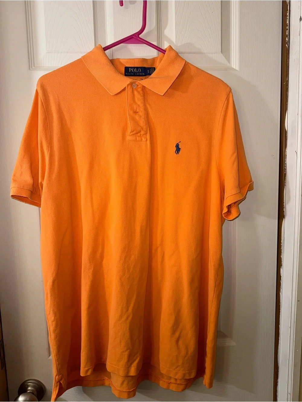 Ralph Lauren Orange Polo with Navy Pony Embroidery
